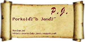 Porkoláb Jenő névjegykártya