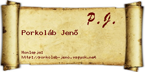Porkoláb Jenő névjegykártya